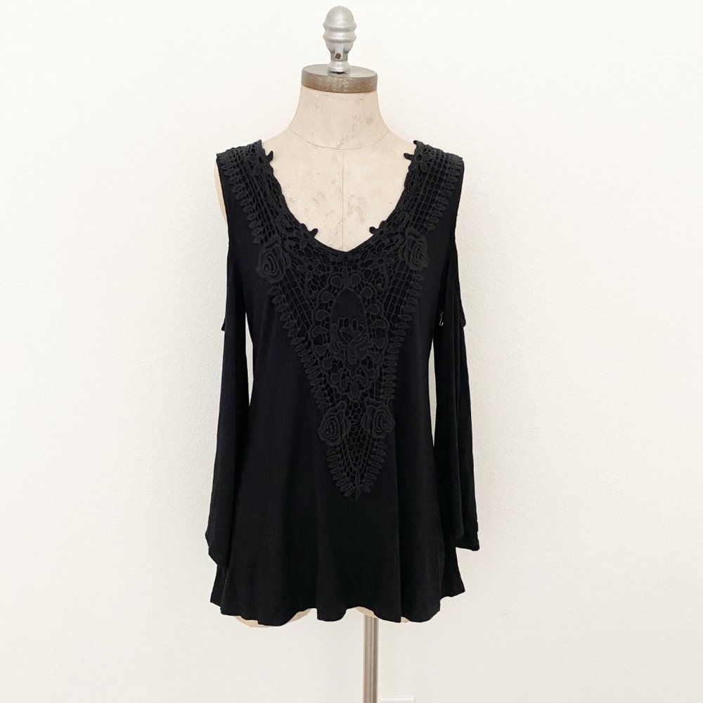 Green Dragon Black Cold Shoulder Tunic Top Size S